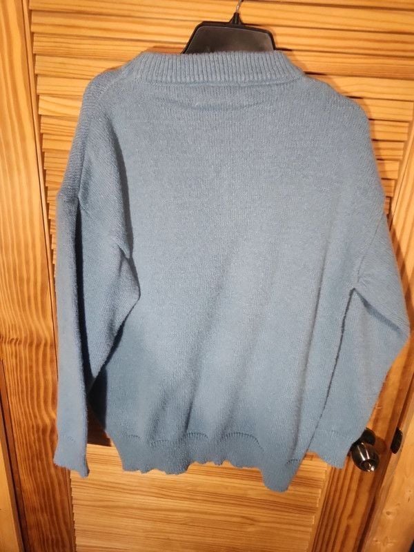 Zara Casual Cosy Oversized Crewneck Knit Sweater in Periwinkle Blue Women's Size XXL 7