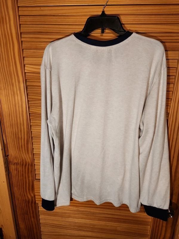 Dearfoams Papa Bear Loungewear Pajama Top Cream/Black Ringer Long Sleeve 7