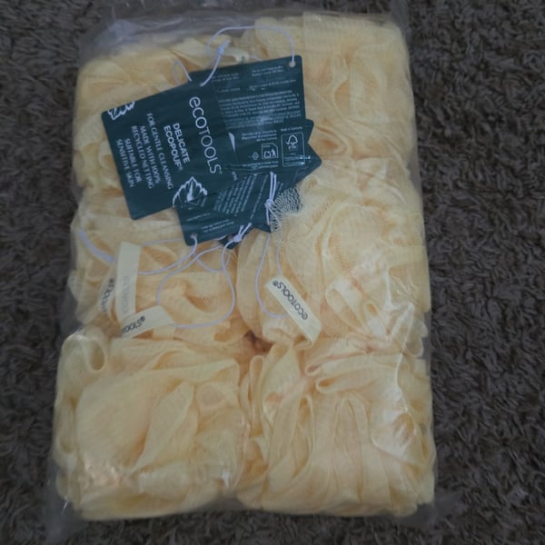 New lot of 6 Ecotools Delicate Pouf Bath Loofah yellow