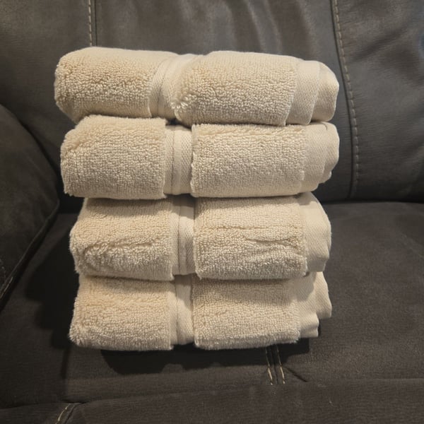 New lot of 4 threshold spa plush hand towel almond 16 x 30