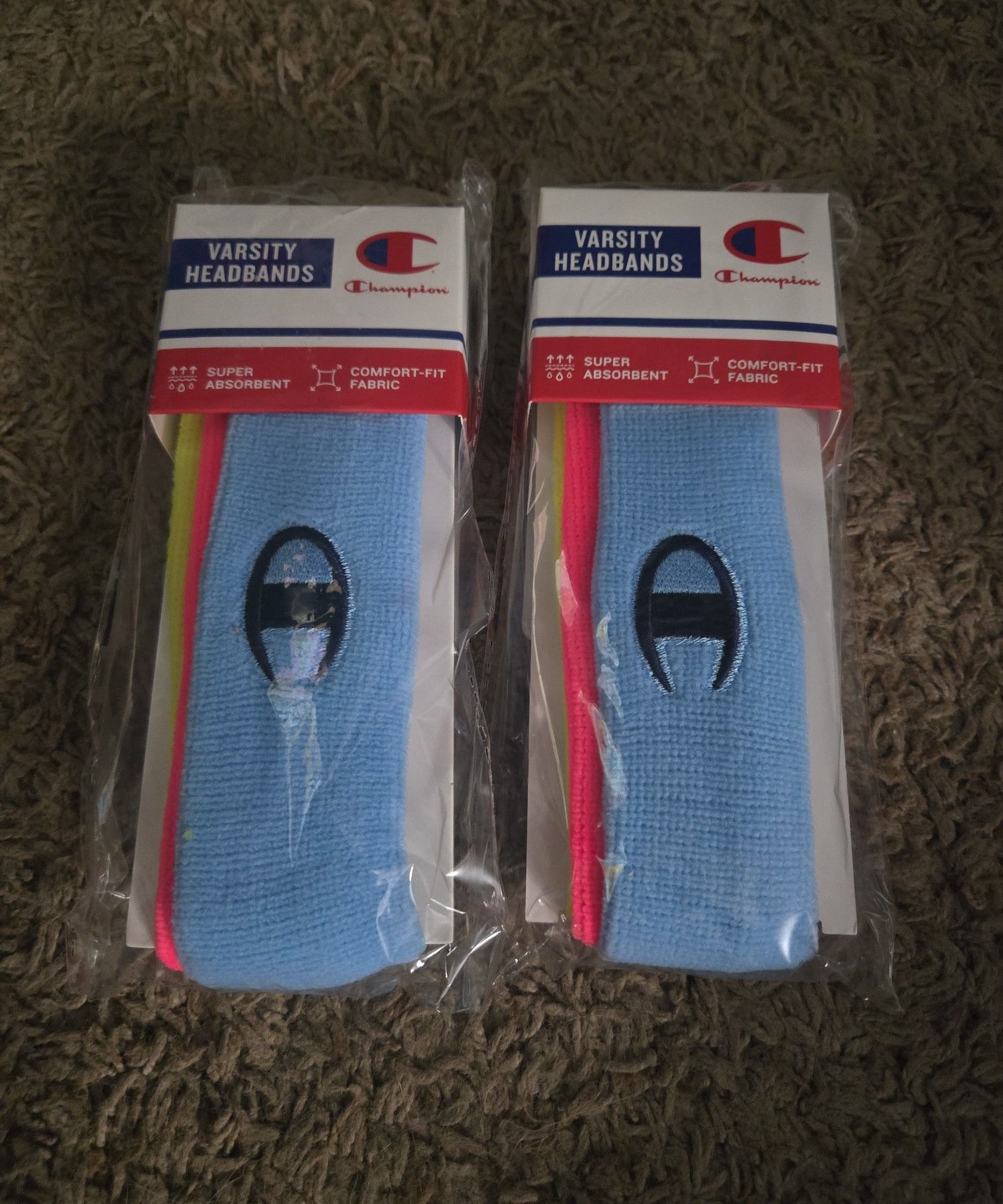 New lot of 2 Champion Headbands Athletic Workout Set of 3 Neon Colors 1