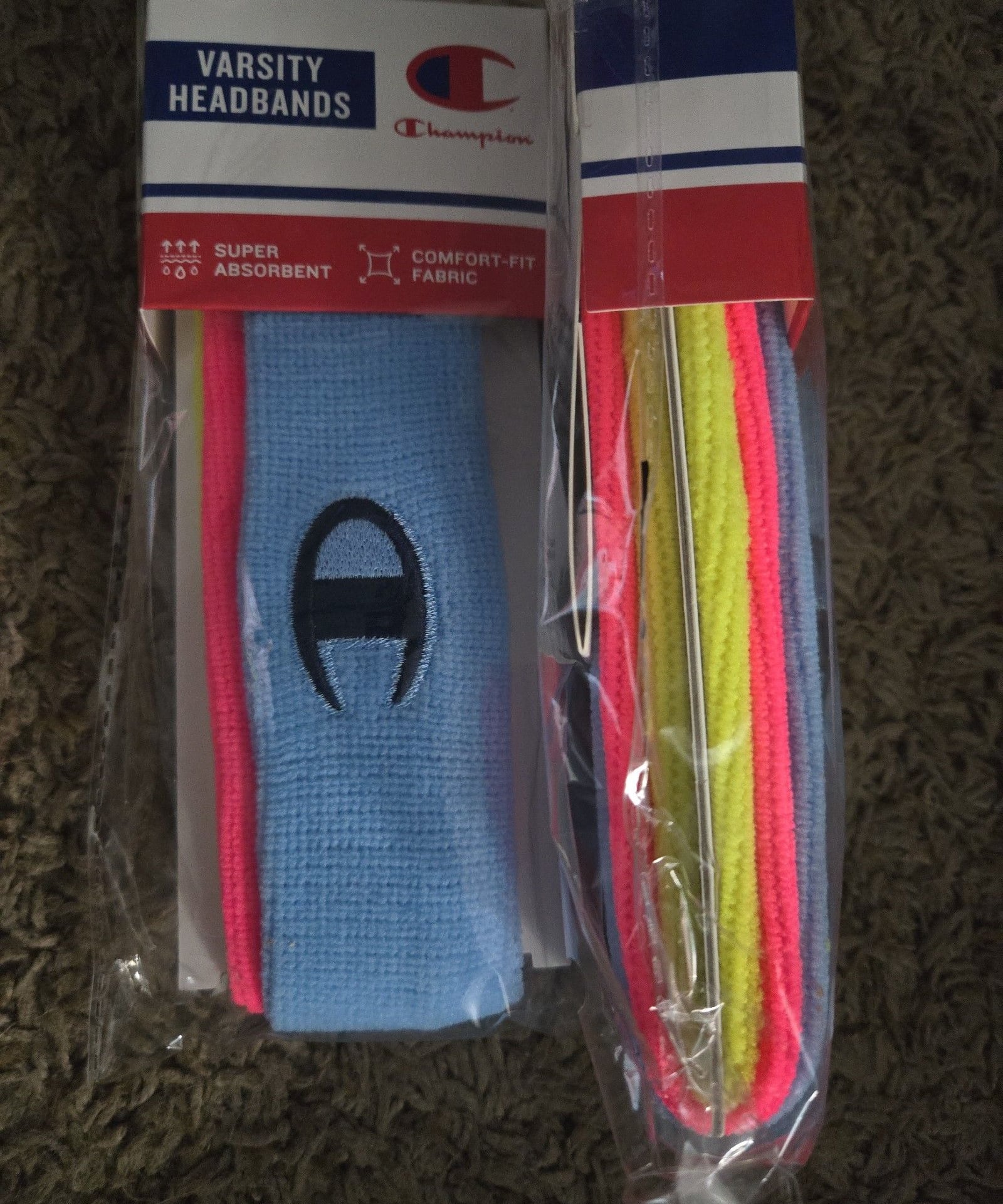 New lot of 2 Champion Headbands Athletic Workout Set of 3 Neon Colors 2