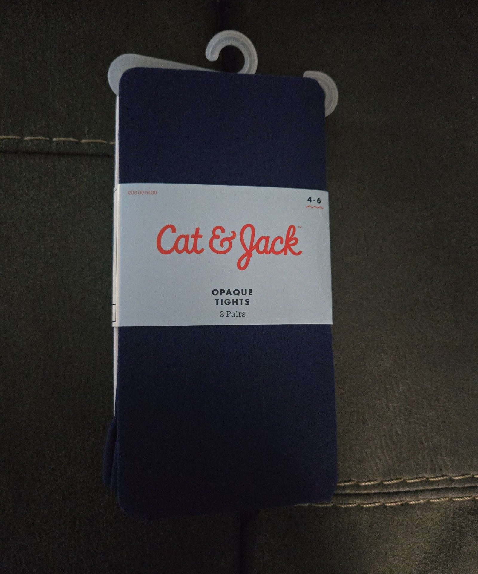 New lot of 2 Cat & Jack Girls size 4-6 2 pack navy and white opaque tights 2