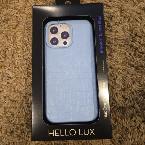 New Hello Lux Blue Croc iPhone 15 Pro Max Case