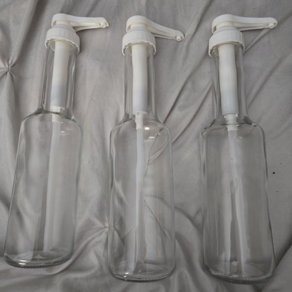 New lot of 3 Target Bullseye Glass Syrup Bottle Dispenser Pump 16.9/14.5 oz.