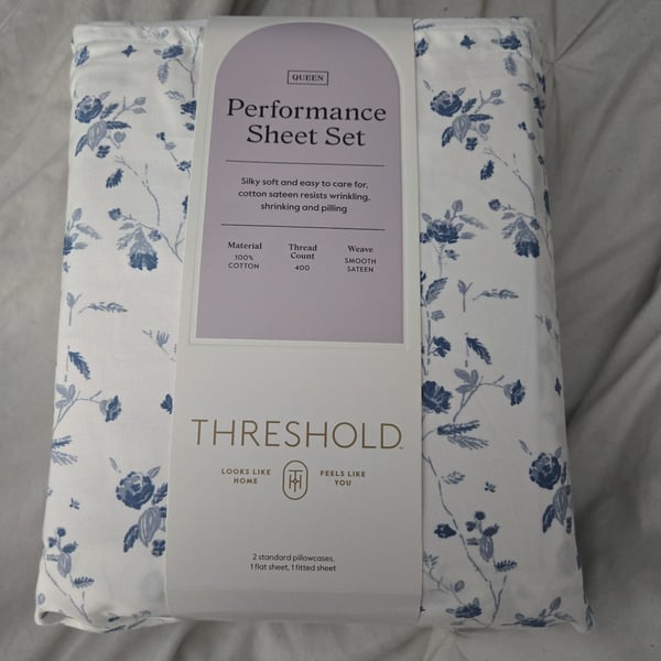 New Threshold performance sheet set queen blue flower