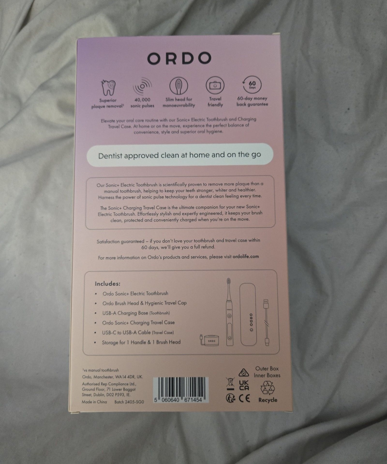 New Ordo sonic + electric toothbrush charging travel case rose gold 3