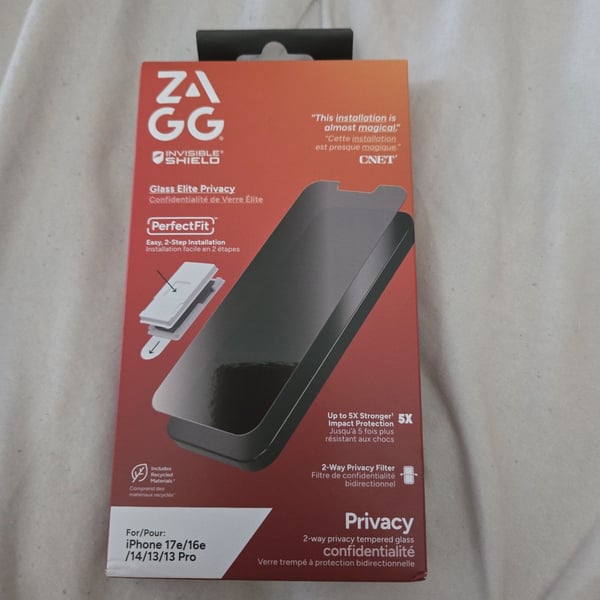 NEW ZAGG Glass Elite Privacy invisible shield iphone 17e 16e 14 13 13 pro screen