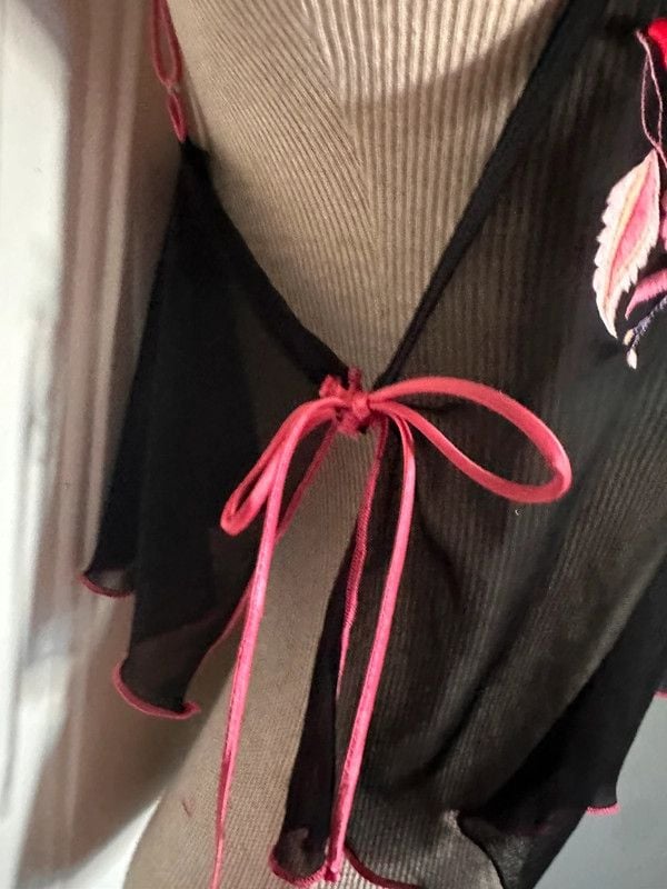 Sheer mesh camisole ties on the sides 4