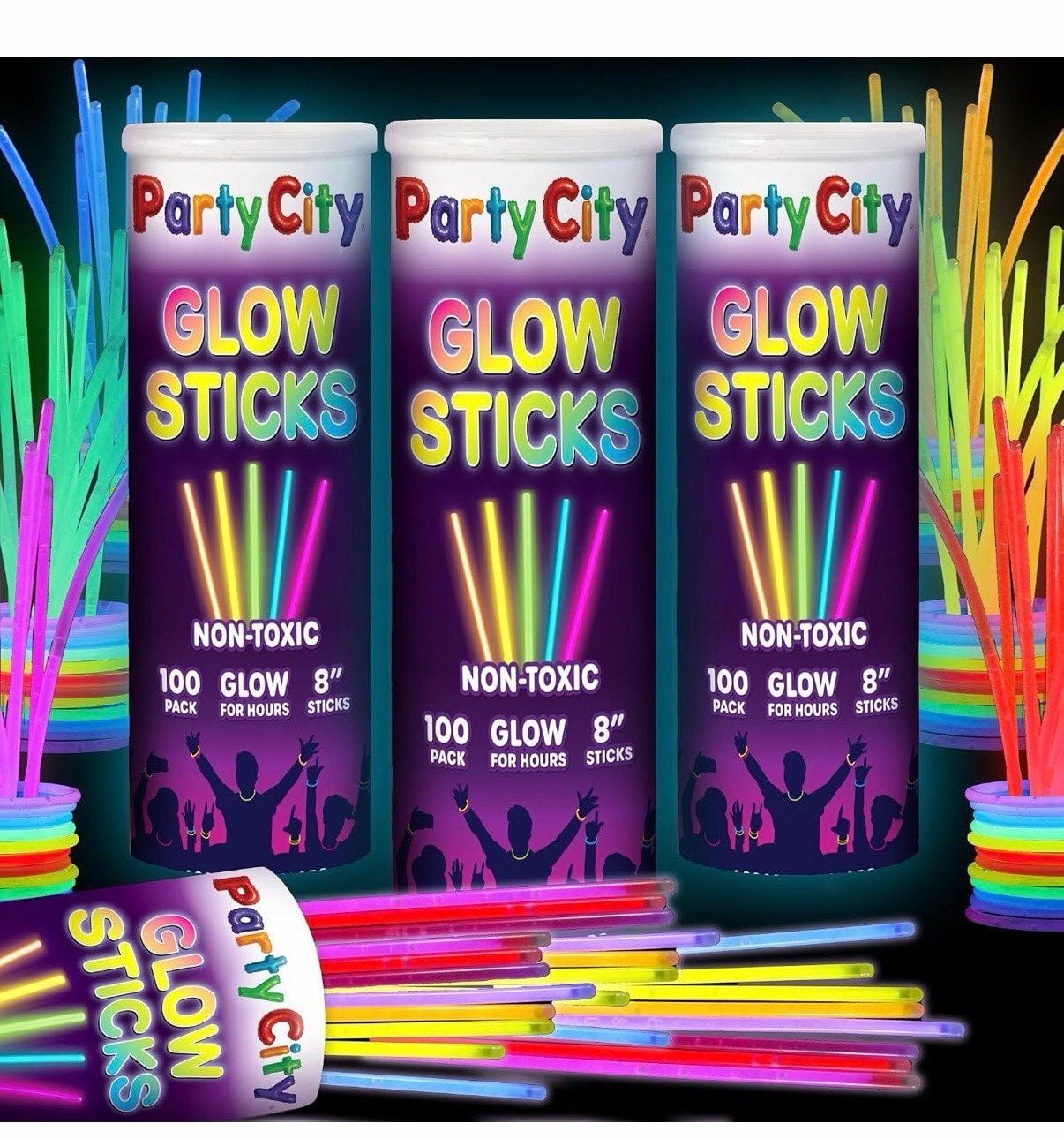 Party City 300 Glow Sticks Bulk Party Pack 8”– Neon Glow 1