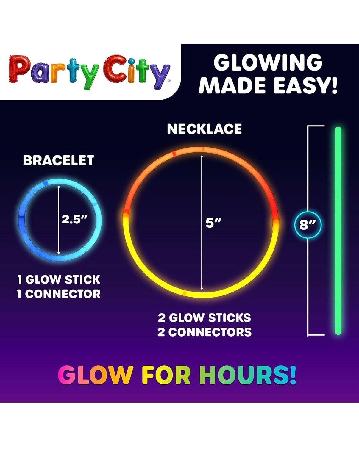 Party City 300 Glow Sticks Bulk Party Pack 8”– Neon Glow 4