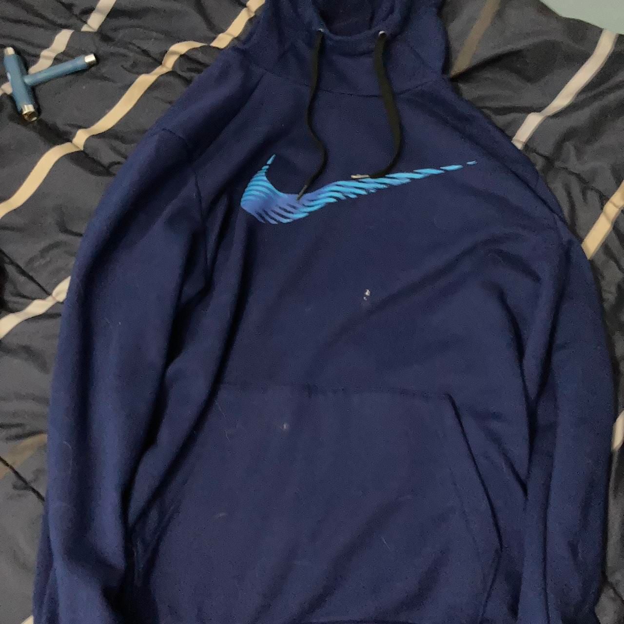 Nike Dri-FIT Pullover Hoodie Size L Blue Graphic Swoosh 2
