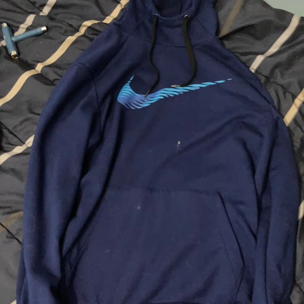 Nike Dri-FIT Pullover Hoodie Size L Blue Graphic Swoosh
