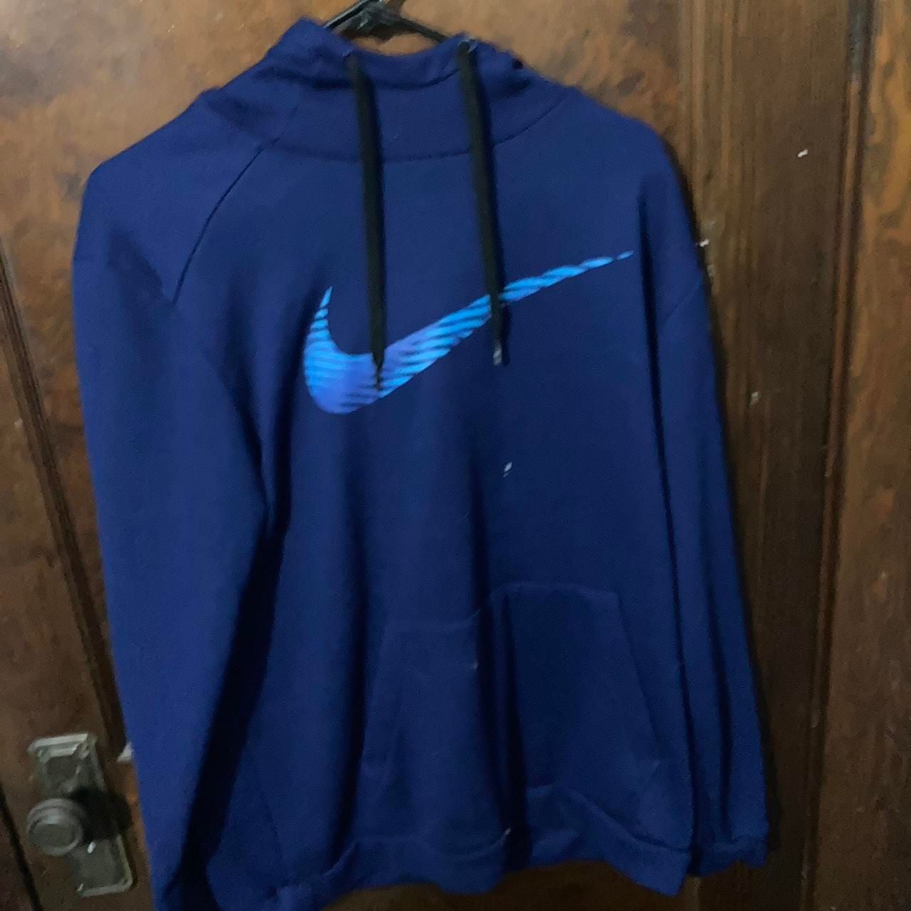 Nike Dri-FIT Pullover Hoodie Size L Blue Graphic Swoosh 5