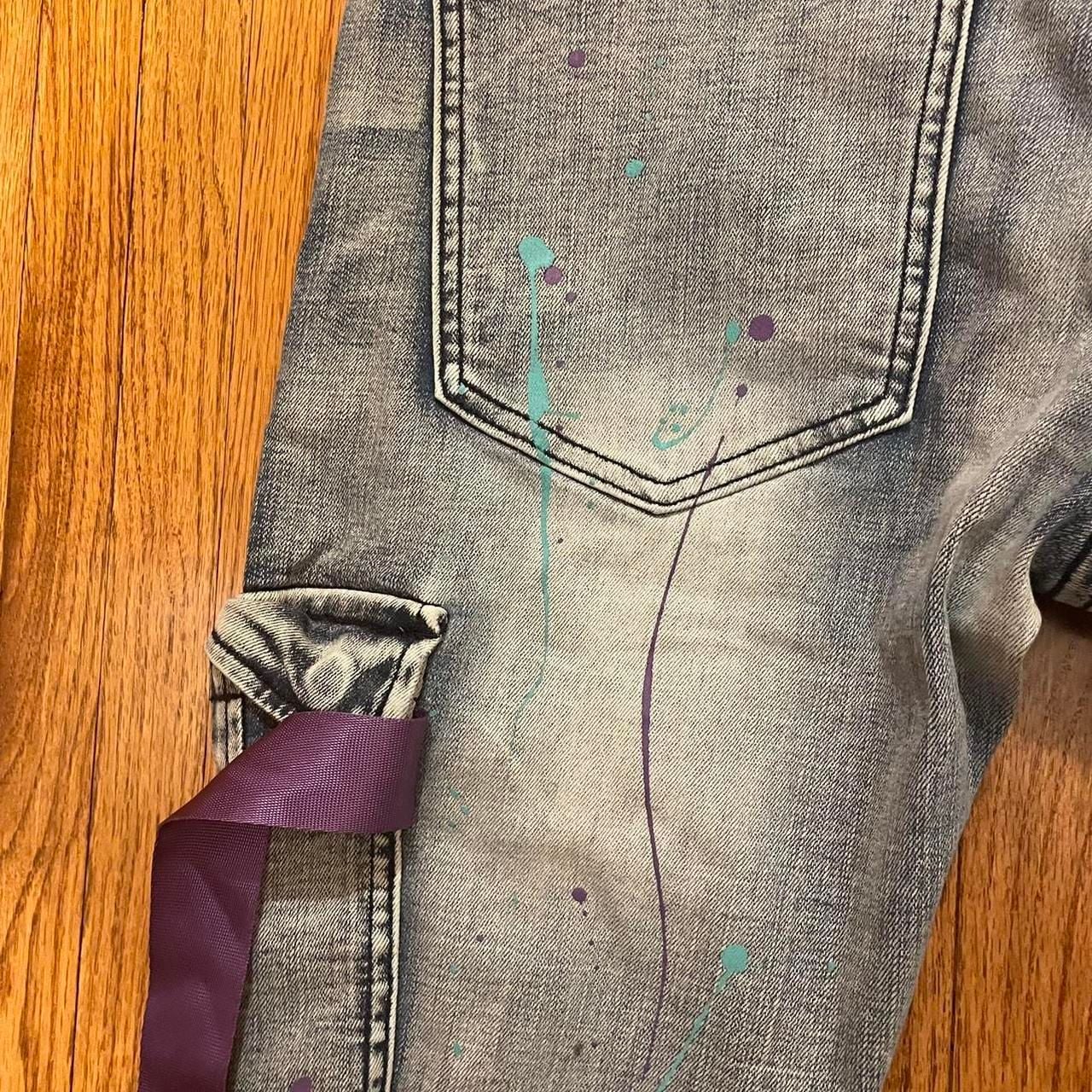 Denim City Cargo Jeans Grey Paint Splatter Size 30 Skinny 8