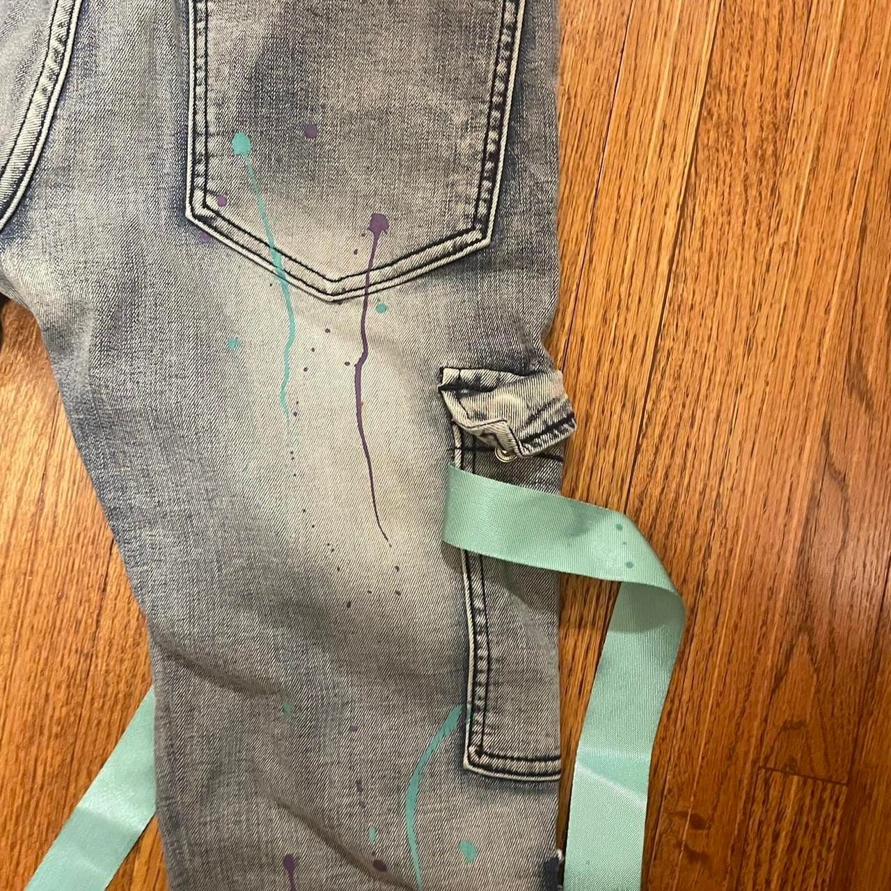 Denim City Cargo Jeans Grey Paint Splatter Size 30 Skinny 9