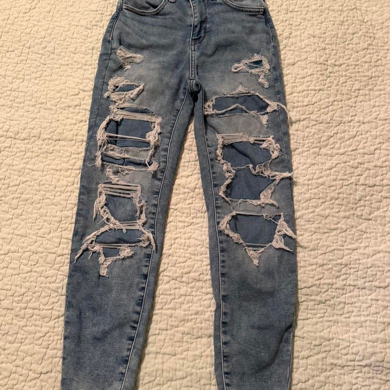 American Eagle Curvy Hi-Rise Jeggings Size 000 X-Short Distressed 2