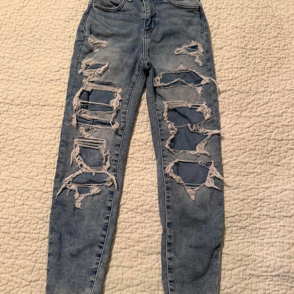 American Eagle Curvy Hi-Rise Jeggings Size 000 X-Short Distressed