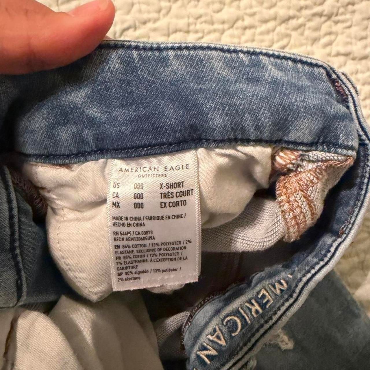 American Eagle Curvy Hi-Rise Jeggings Size 000 X-Short Distressed 4