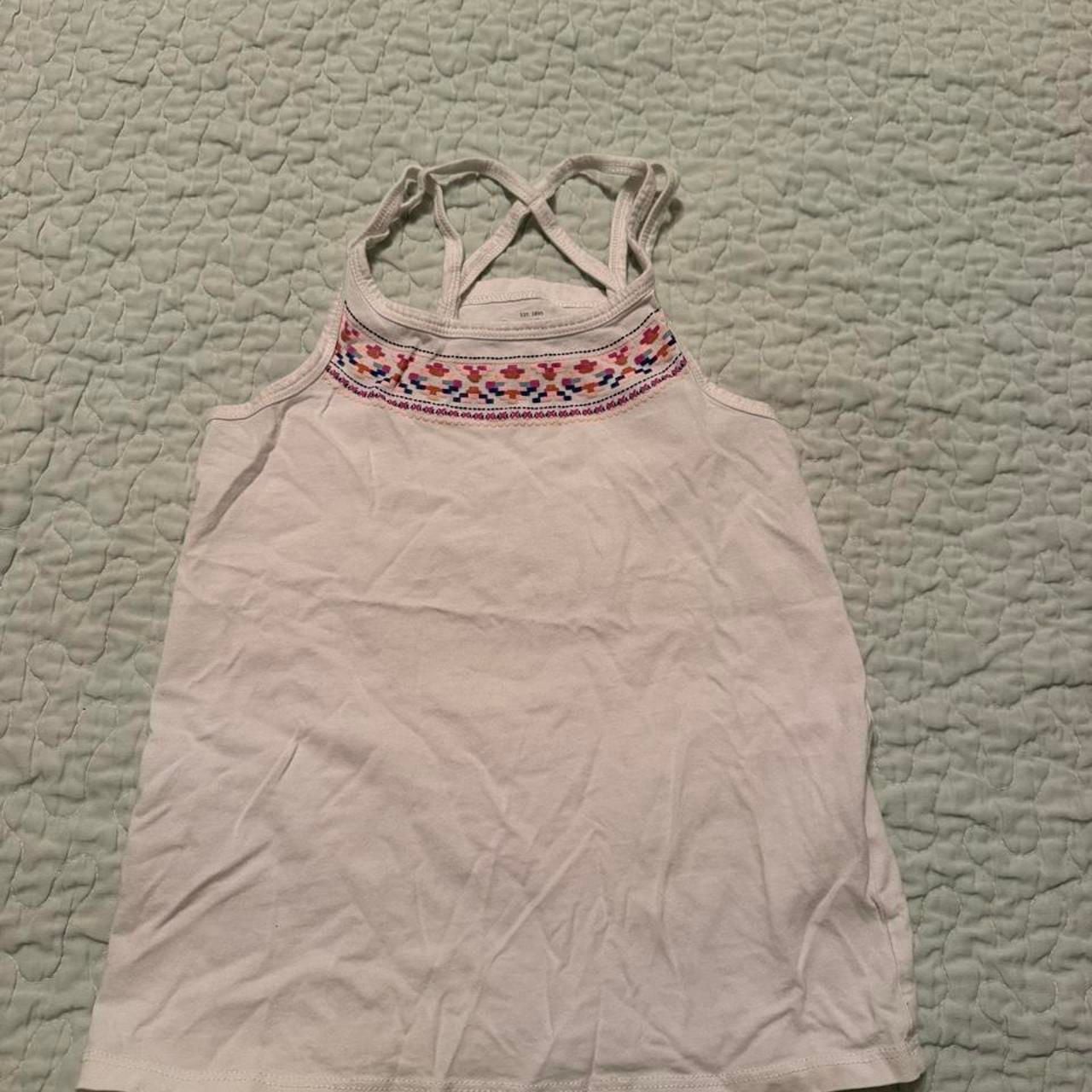 OshKosh B'gosh Tank Top Size 7 White Embroidered Crisscross Straps 2