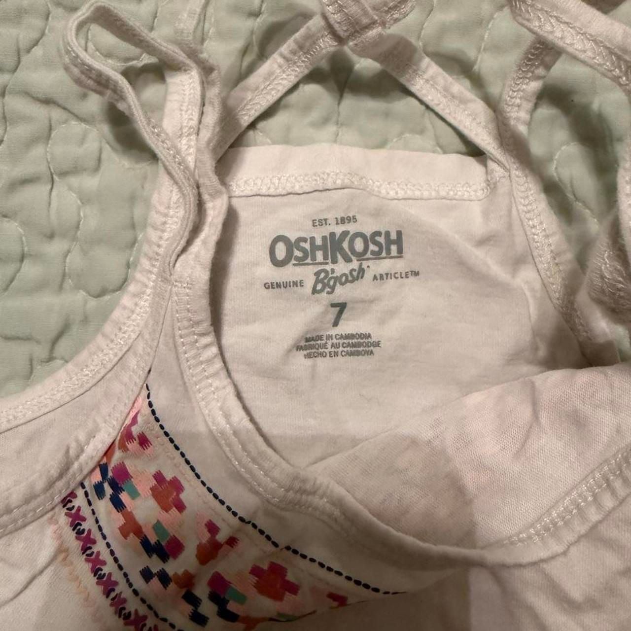 OshKosh B'gosh Tank Top Size 7 White Embroidered Crisscross Straps 3