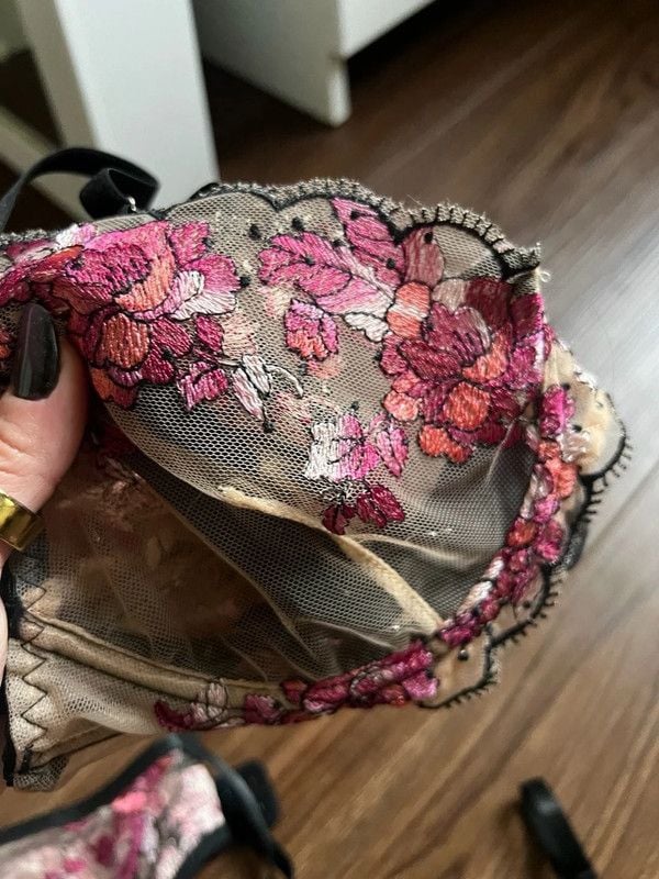 Hello LA Girl Lingerie Set Size M Floral Embroidered Sheer 6