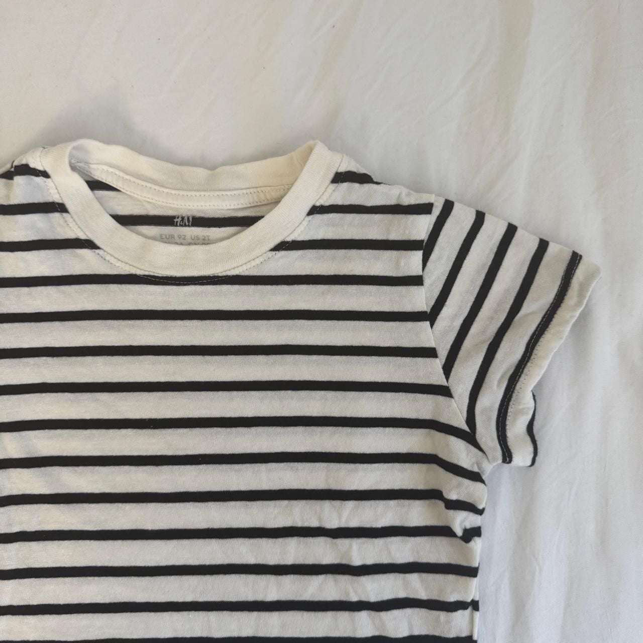H&M Striped Crop Top Size 2T Black White 2