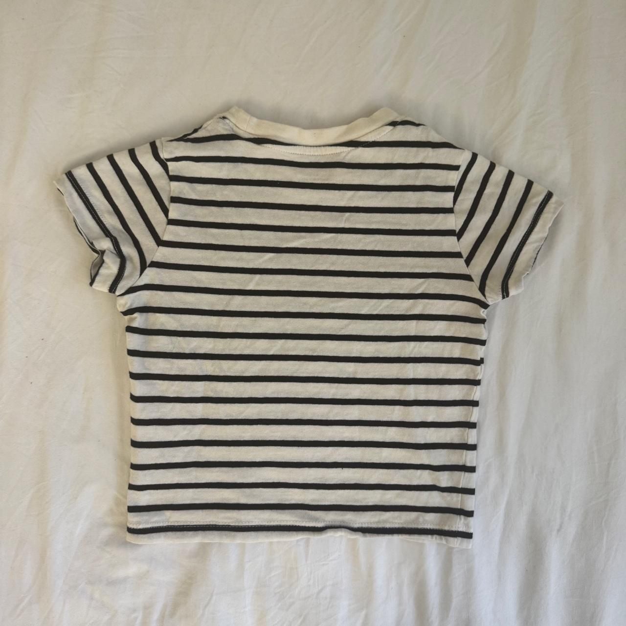 H&M Striped Crop Top Size 2T Black White 5
