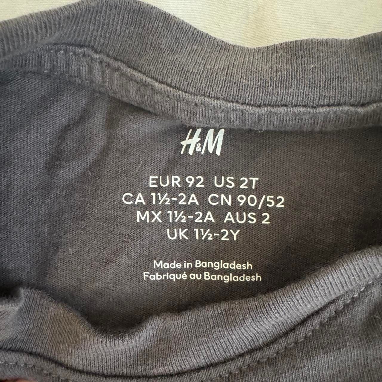 H&M Basic Baby T-Shirt US 2T Charcoal Gray Cotton Top 4