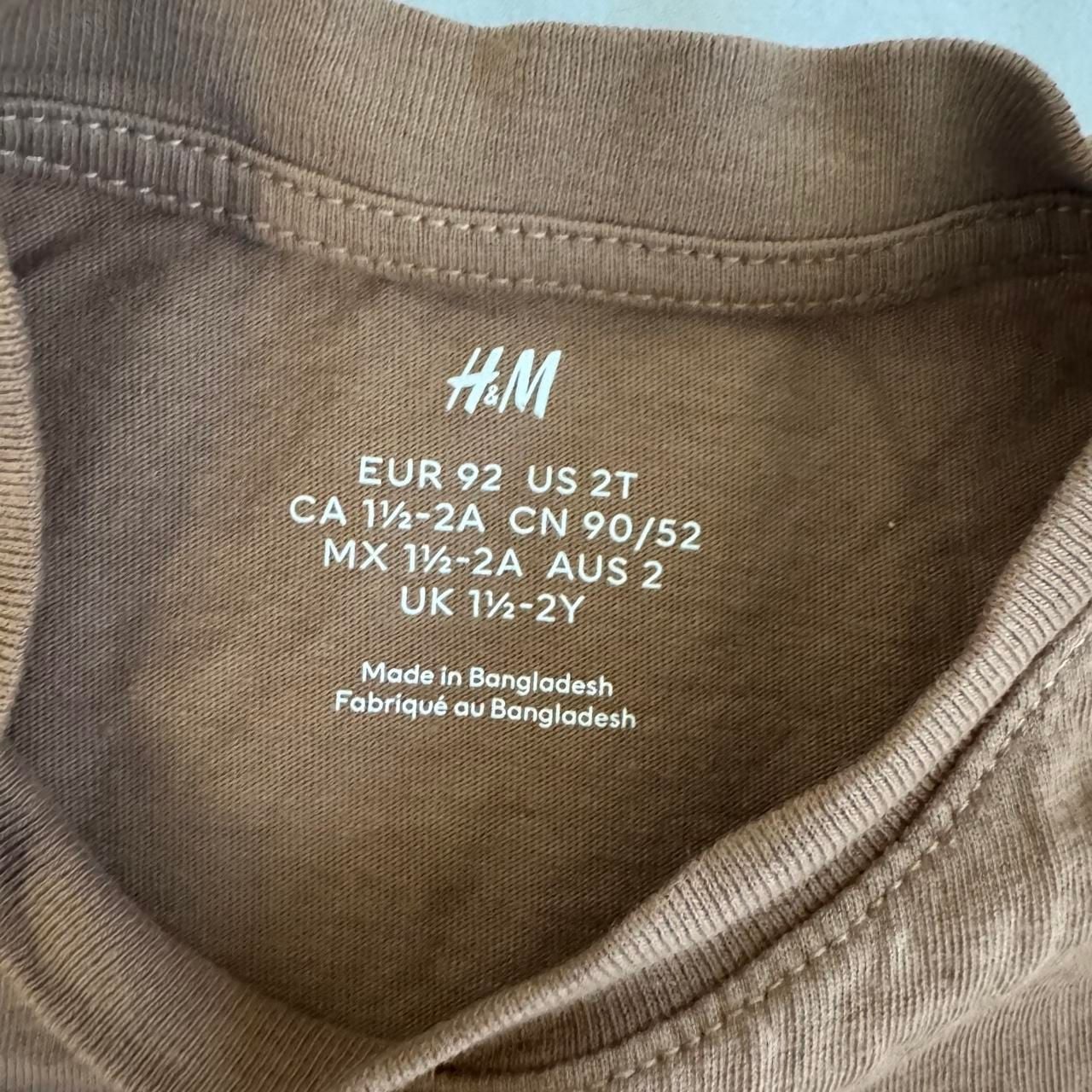 H&M Brown Baby Tee Size US 2T Cotton Short Sleeve Top 5