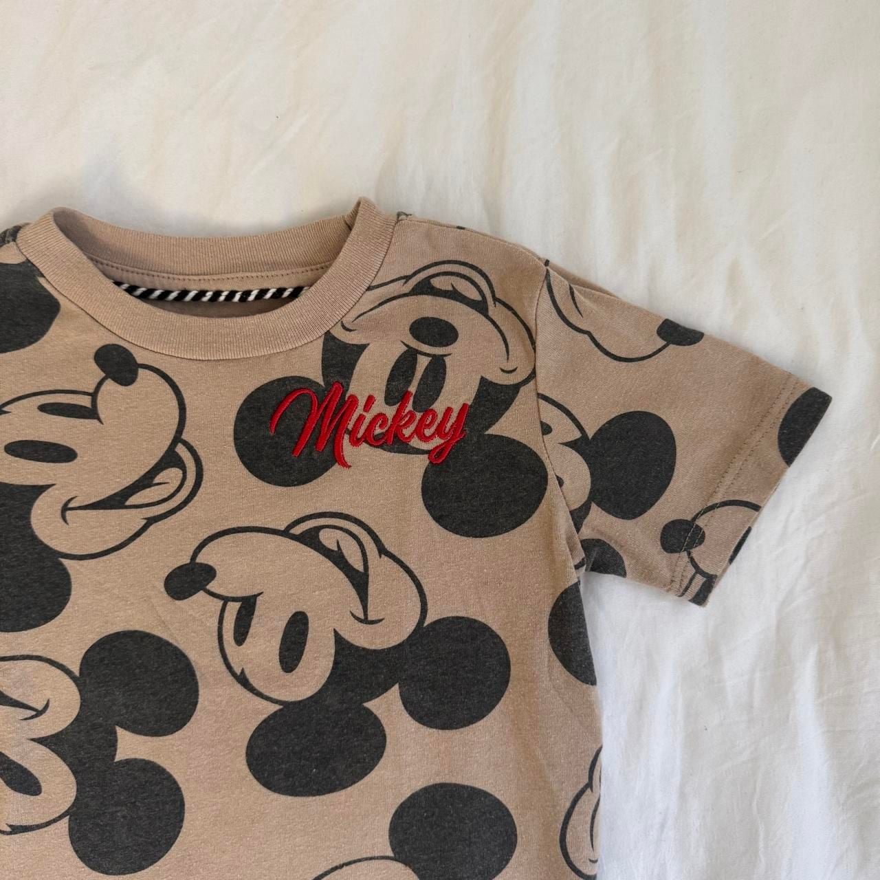Disney Mickey Mouse T-Shirt Size 2T Beige All-Over Print 1