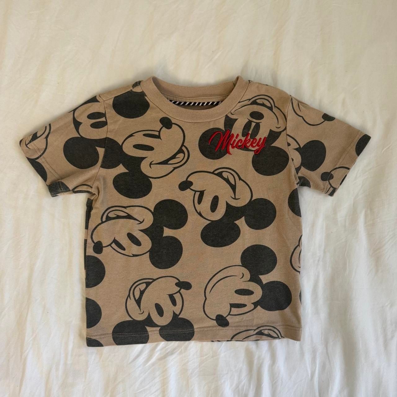 Disney Mickey Mouse T-Shirt Size 2T Beige All-Over Print 2