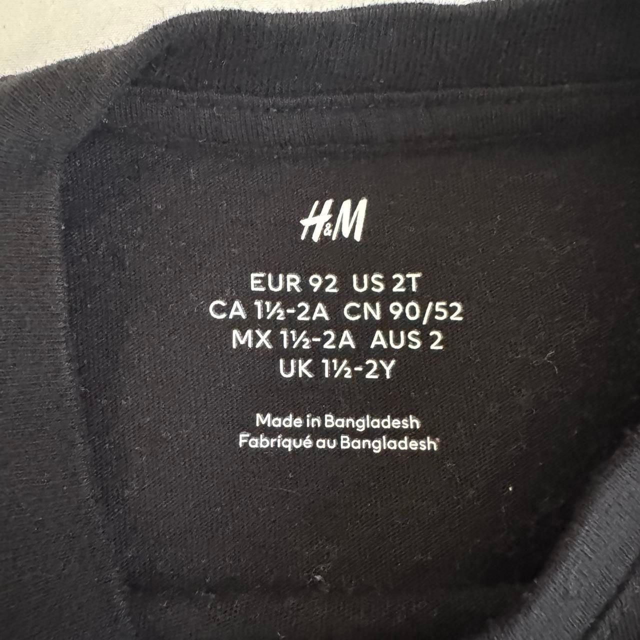 H&M Black Cotton Short Sleeve Baby T-Shirt Size US 2T 5