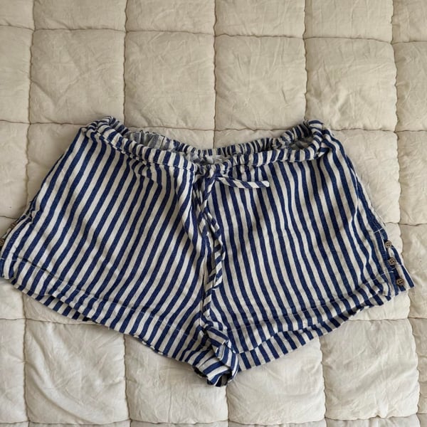 Cali 1850 Striped Shorts Size M Blue White Tie Waist Nautical