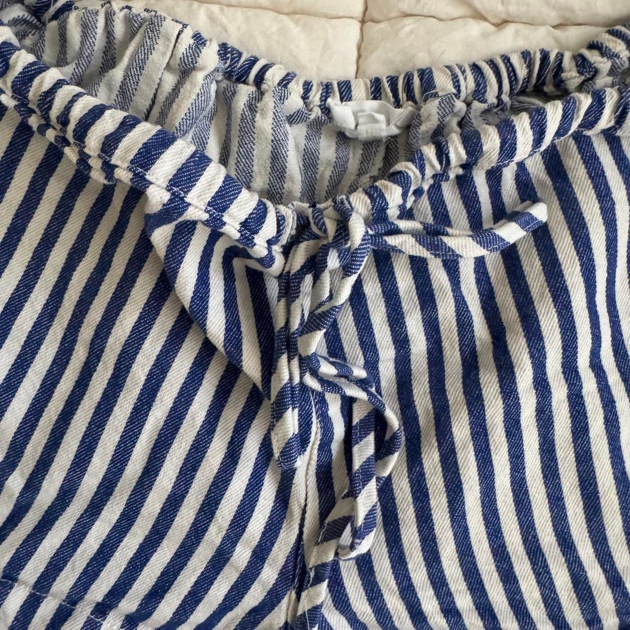 Cali 1850 Striped Shorts Size M Blue White Tie Waist Nautical 3
