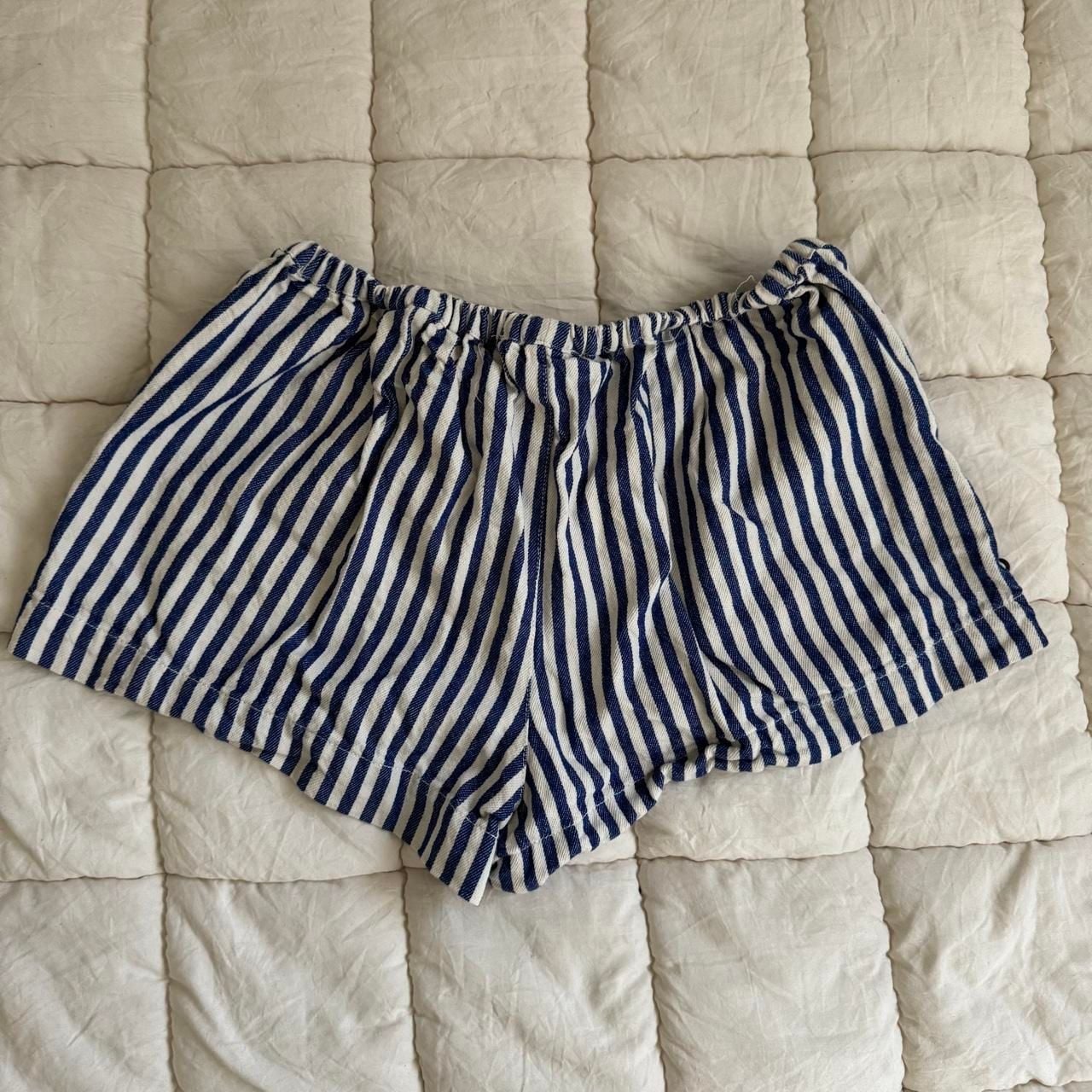 Cali 1850 Striped Shorts Size M Blue White Tie Waist Nautical 4