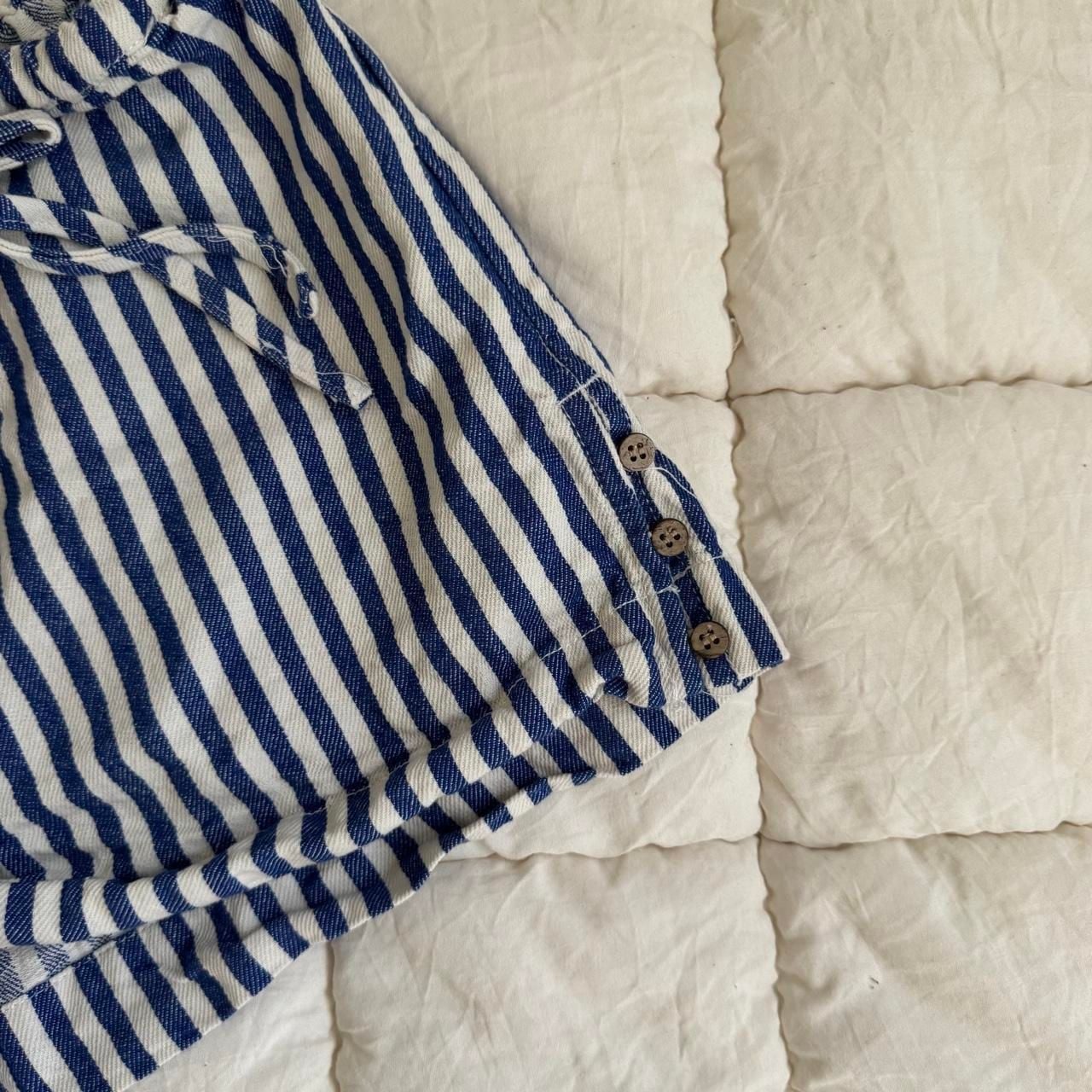 Cali 1850 Striped Shorts Size M Blue White Tie Waist Nautical 5