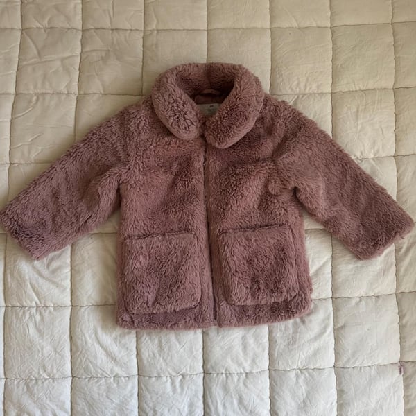 H&M Faux Fur Jacket Size 3-4T Dusty Pink