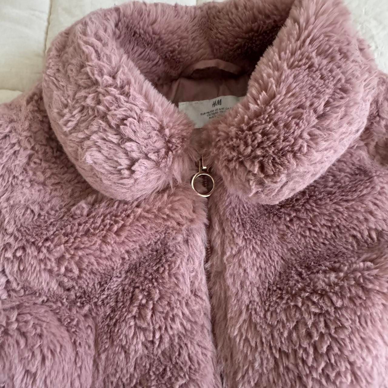 H&M Faux Fur Jacket Size 3-4T Dusty Pink 3