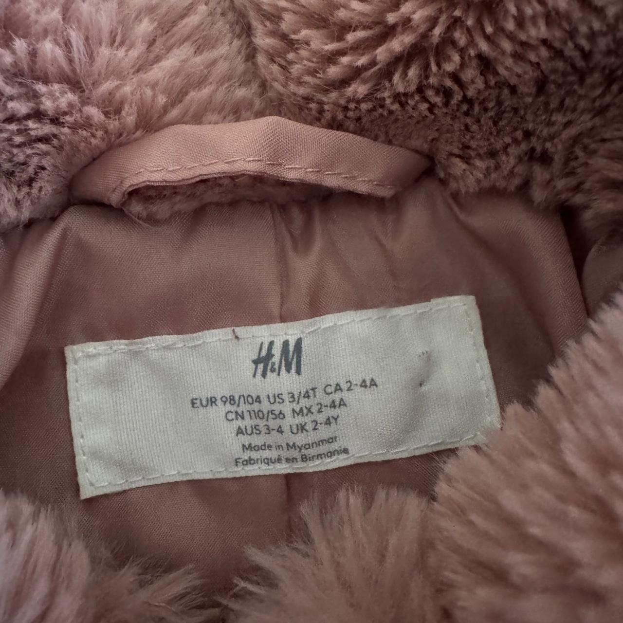 H&M Faux Fur Jacket Size 3-4T Dusty Pink 4