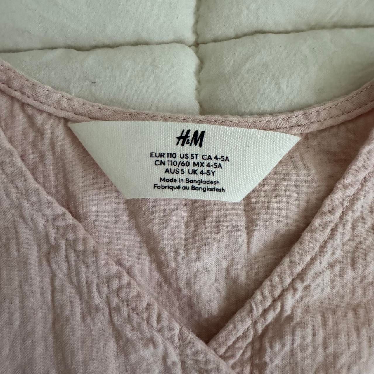 H&M Seersucker Dress Size US 5T Pink Sleeveless Button Front 4