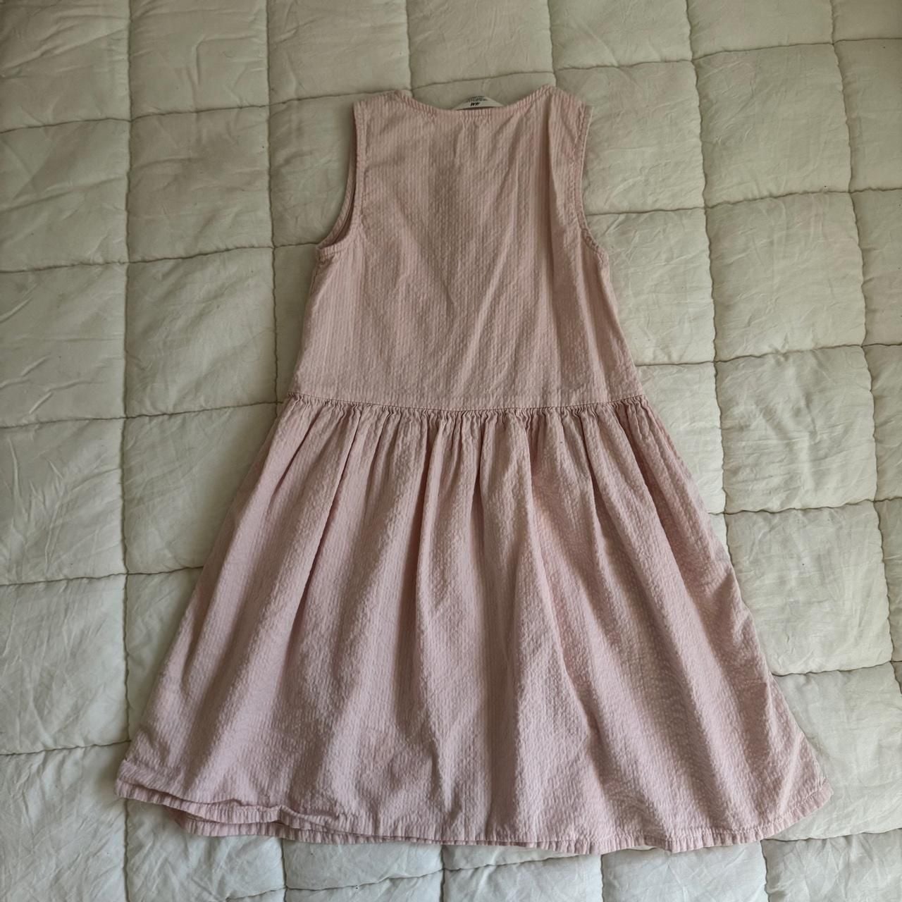 H&M Seersucker Dress Size US 5T Pink Sleeveless Button Front 5
