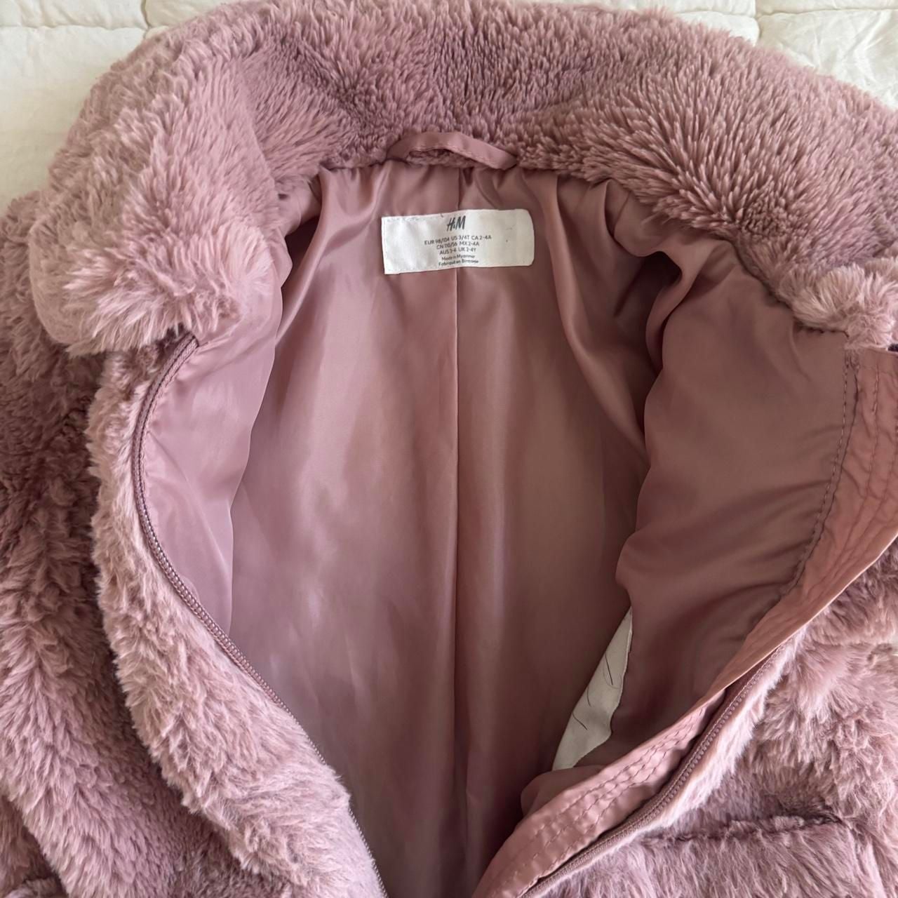 H&M Faux Fur Jacket Size 3-4T Dusty Pink 6