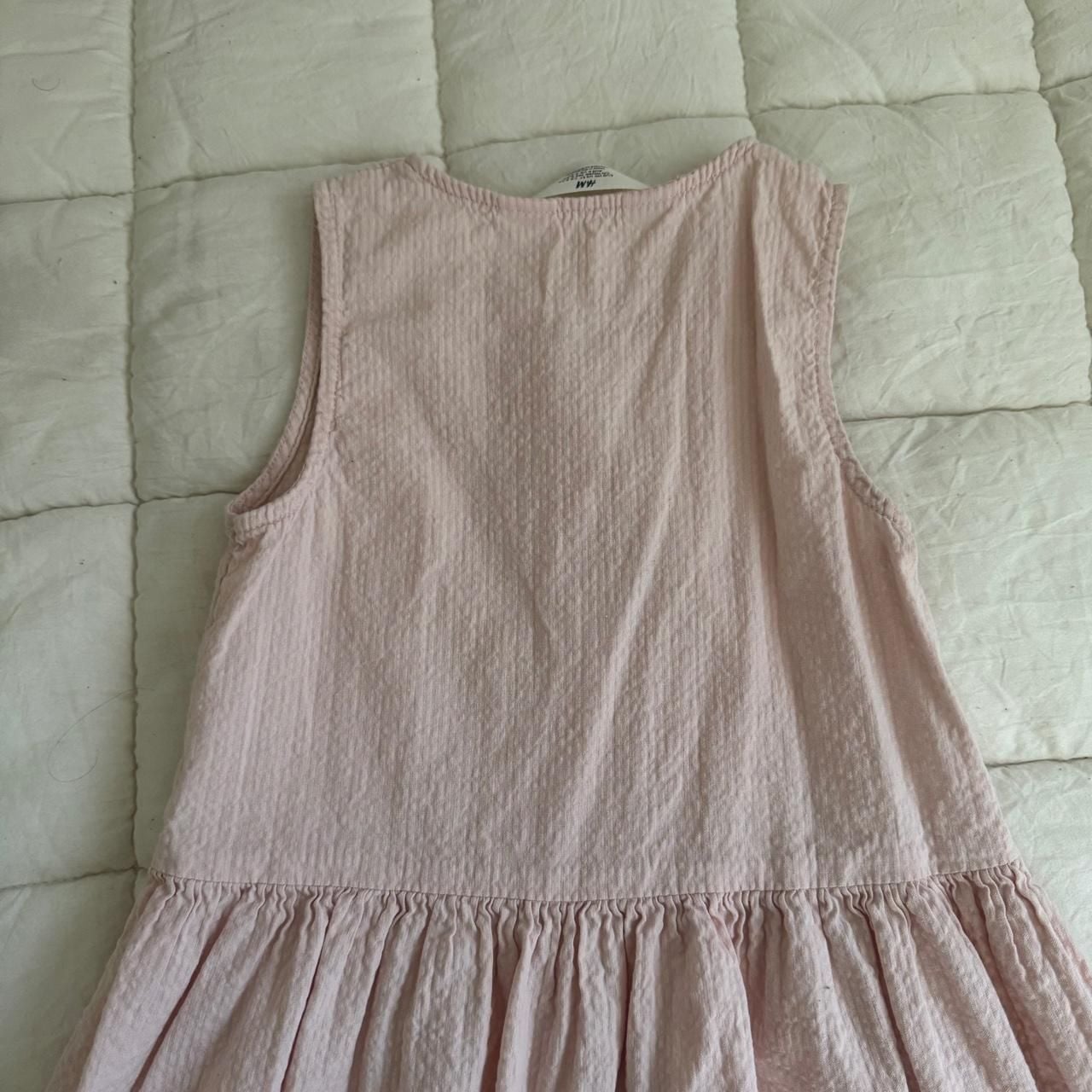 H&M Seersucker Dress Size US 5T Pink Sleeveless Button Front 6