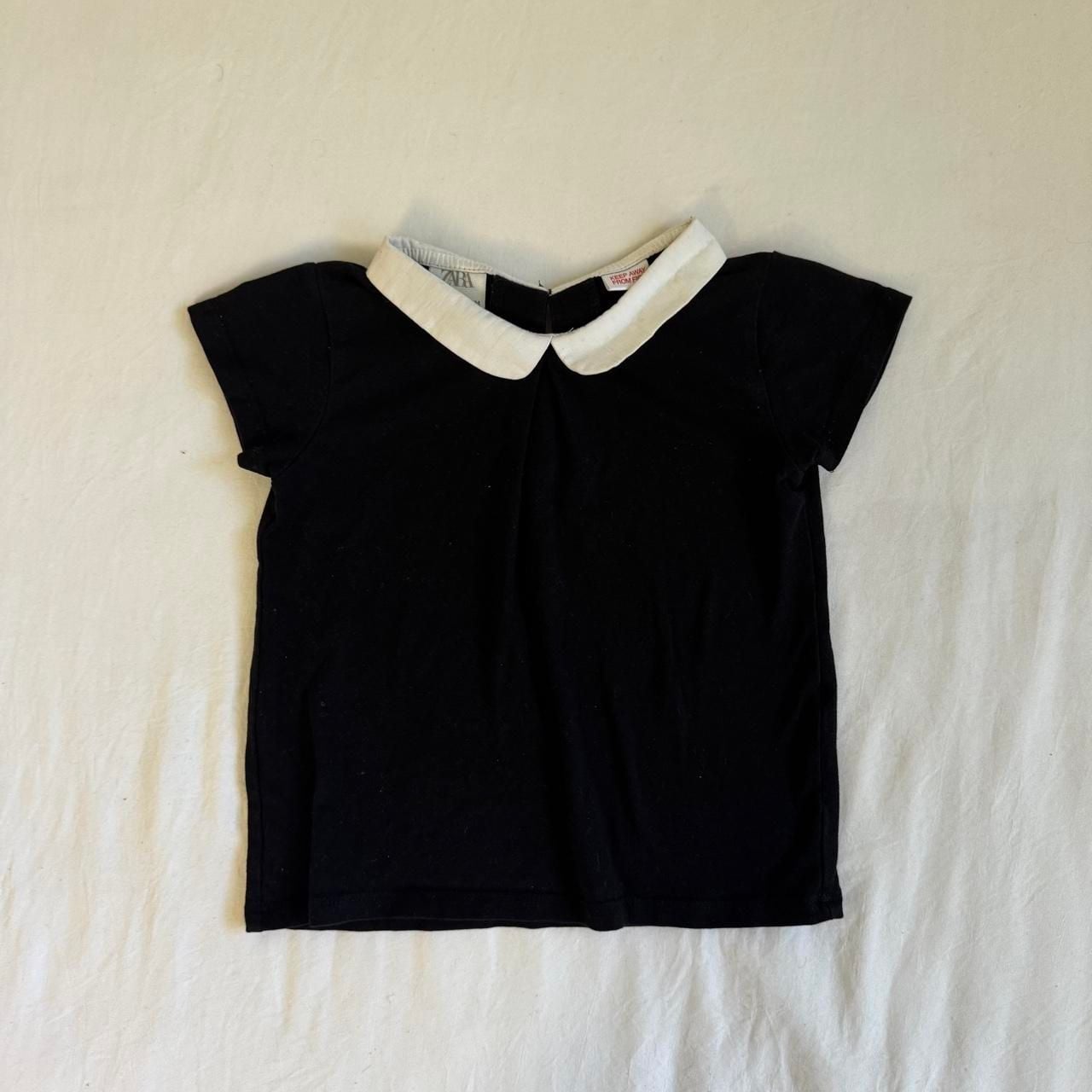 Zara Peter Pan Collar Tee Size 3-4 Years Black White 2