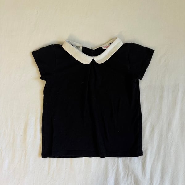 Zara Peter Pan Collar Tee Size 3-4 Years Black White
