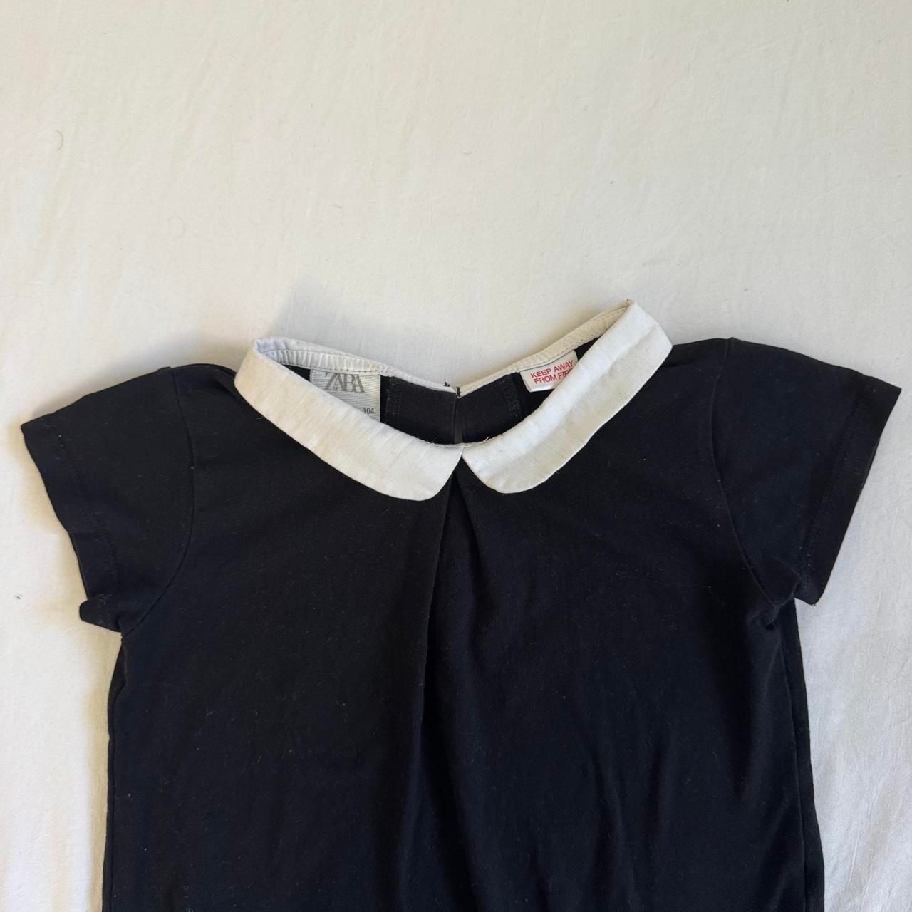 Zara Peter Pan Collar Tee Size 3-4 Years Black White 3