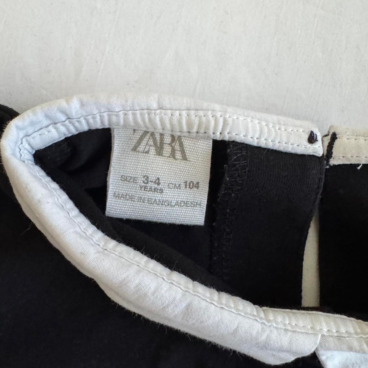 Zara Peter Pan Collar Tee Size 3-4 Years Black White 4