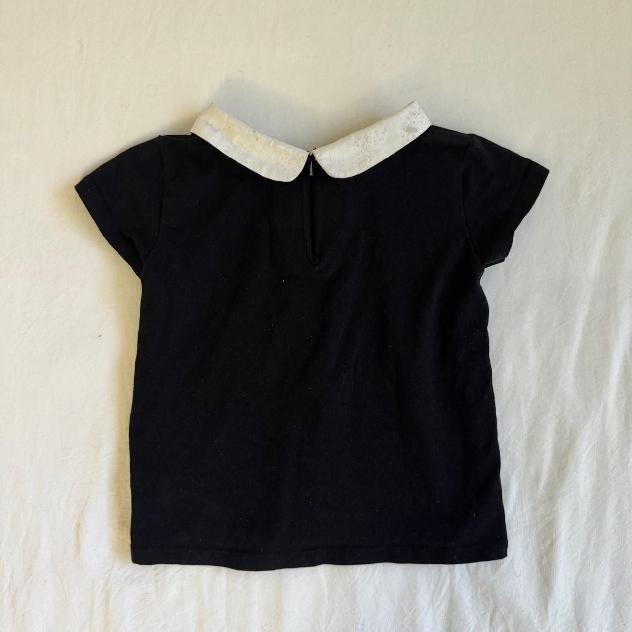 Zara Peter Pan Collar Tee Size 3-4 Years Black White 5