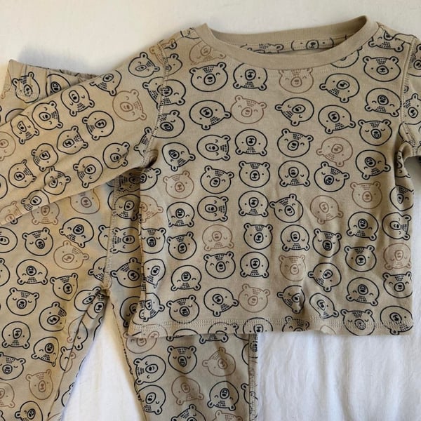 First Impressions Bear Pajama Set 24 Months Tan Black Cotton Blend